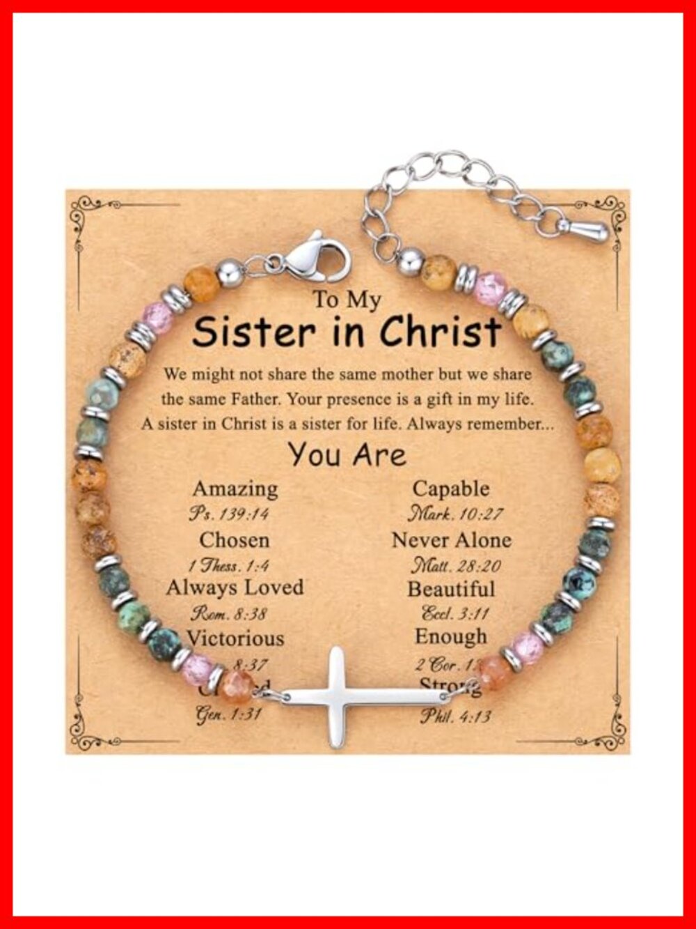 Stainless Steel Cross Link Bracelet 7.4 Inch Christian Gift